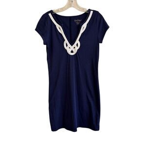 Lilly Pulitzer Brewster Solid T-Shirt Dress Navy Blue White Size Small